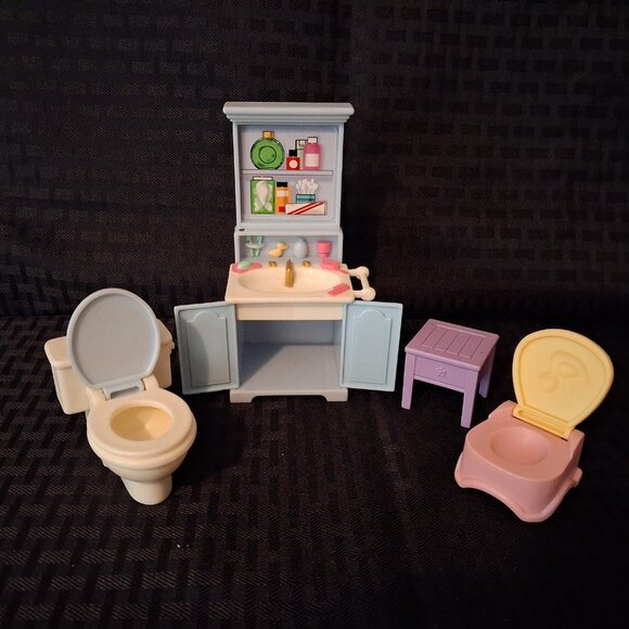 Fisher Price Loving Family Dollhouse BATHROOM Sink, Toilet, and Potty Seat - Picture 4 of 4